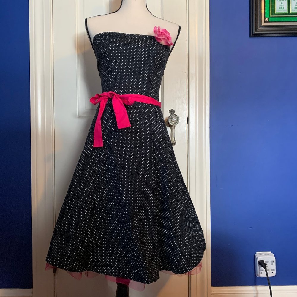 Gorgeous Black and White Polka Dot Cocktail Dress